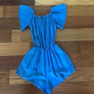 Bershka Denim Off the Shoulder Romper